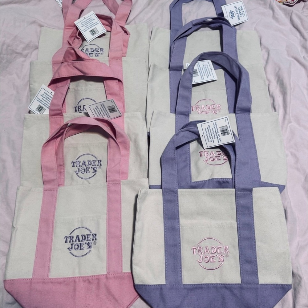 Trader Joe’s pastel Pink and Purple Tote Bag Set of 8